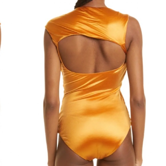 ISA BOULDER Sculpture Asymmetric Satin Swimsuit in Copper sz M 340$ - Picture 3 of 10